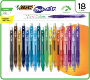 Pluma de gel BIC, Gel-ocity 18 quilates retráctil punto medio (0,7 mm) varios colores - Imagen 1 de 2
