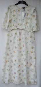 LADIES MARKS & SPENCER NOBODY'S CHILD WHITE MIX BRODERIE ANGLAISE DRESS SIZE 14 - Picture 1 of 7