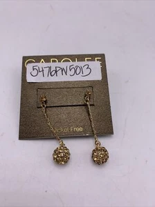 NWT Carolee gold  tone fireball linear drop  earrings JS 903m - Picture 1 of 4