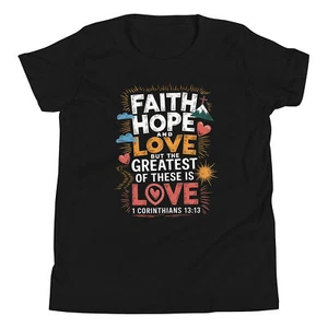 Christian Faith Jesus Christ God Amen Church Bible Verse Children's Kids T-Shirt - Picture 1 of 11