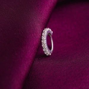 Cz Diamond Nose Ring, 925 Sterling Silver Nose Nath/ Ring, Zircon Nose Ring. - Picture 1 of 8