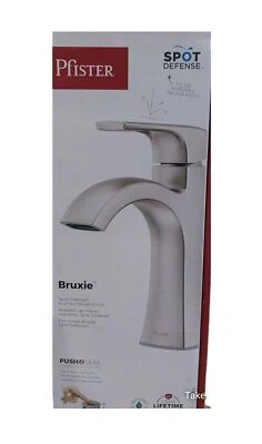 Pfister Bruxie Bathroom Faucet w/ Deckplate and Drain Kit in Brushed Nickel