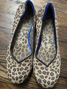 Rothy’s Round Toe Flats Shoes Brown Tan Animal Print Leopard - SIZE 8 - Picture 1 of 5