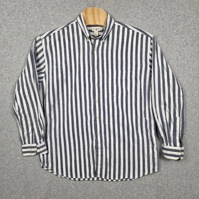 Camisa De Colección J Crew Oarsman Para Hombre XL Azul Blanco Rayas Abotonada Manga Larga Foto 1 de 4