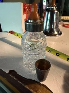 WOW vintage GALWAY Irish 24% lead CRYSTAL silver GERBER nipple LID baby BOTTLE - Picture 1 of 11