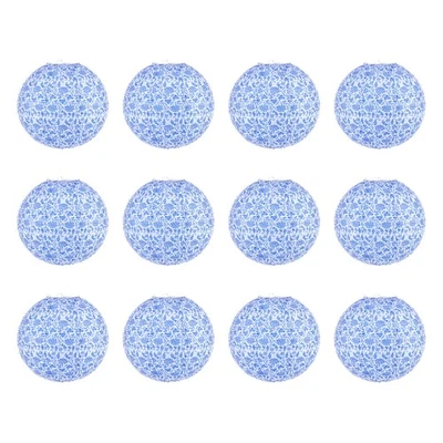 Linternas de papel de 12 pulgadas, 12 piezas linterna decorativa colgante azul blanco Foto 1 de 4