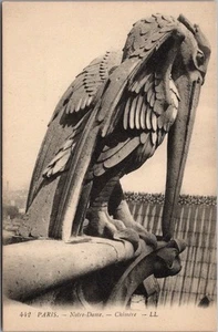 Postal vintage de 1910 de PARÍS, Francia NOTRE DAME CATEDRAL "Chimera" gárgola - Imagen 1 de 2