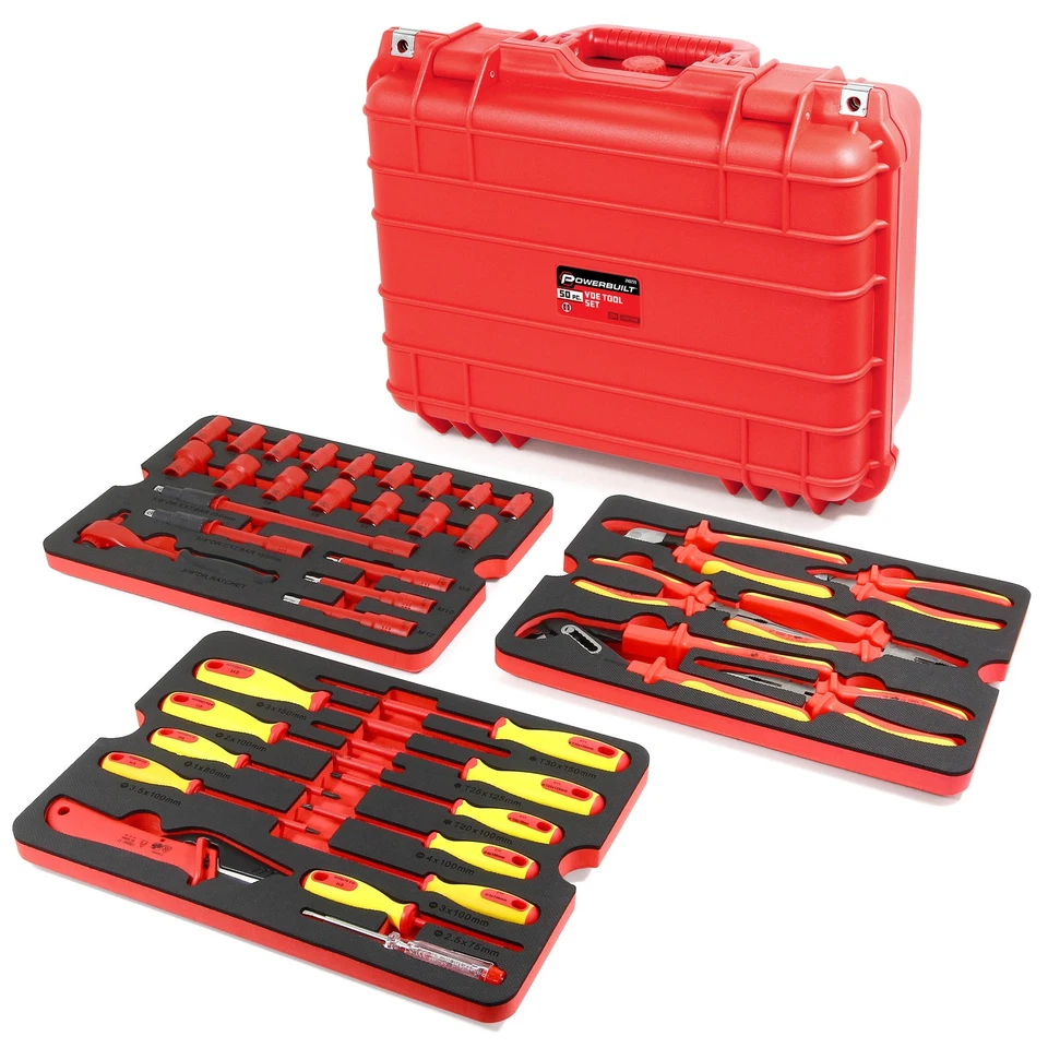 Powerbuilt 50 Pc.1000V Insulated Electricians VDE Tool Set with Case  - 240259 - Image 1 of 4