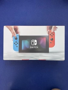 Nintendo Switch with Neon Blue and Neon Red Joy-Con (HAC-001) W/ Original Box - Picture 1 of 10