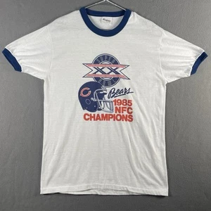 Vintage 1985 Chicago Bears Ringer T Shirt Stedman NFC Champs Size L USA Made - Picture 1 of 7