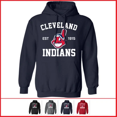 Felpa con cappuccio pullover uomo Cleveland Indians, felpa Indians, blu navy e rosso, S-5XL - Immagine 1 di 4