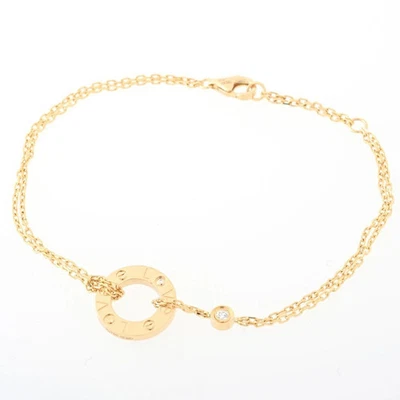 卡地亚 Love Circle 双链手链钻石 18 K 黄金女式 #01138 — 第 1/4 张图片