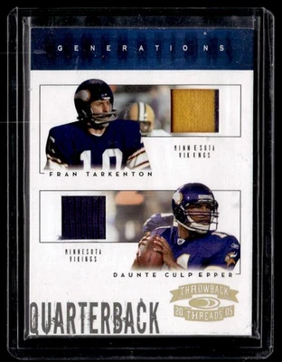 2005 Donruss Throwback Threads Generations Fran Tarkenton/Daunte Culpepper 07/10 - Image 1 of 2