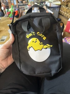 NWT Sanrio Gudetama Black Crossbody Bag tote purse THE LAZY EGG - Picture 1 of 9