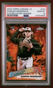 2023 Topps Logofractor GUNNAR HENDERSON Future Stars Orange Rookie Ref/25 PSA 10 - Picture 1 of 2