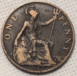 1917 King George The 5th One Penny - Picture 1 of 2
