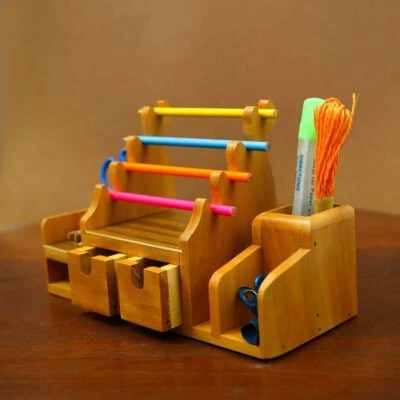 Wooden Desk Organiser with Drawers Handmade Stationary Holder Table Mounted New - image 1 of 4