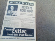 Reproduction card advertising AH book Adolf Hiter black on the back of card
