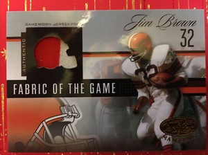 JIM BROWN GAME USED JERSEY Patch CARD #5/25 2006 DONRUSS FABRIC OF THE GAME HOF