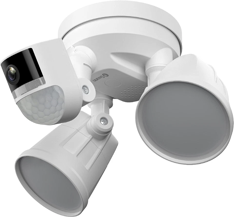 Swann 4K Floodlight Security Camera w 2-Way Talk Siren White SWIFI-4KFLOCAM-US