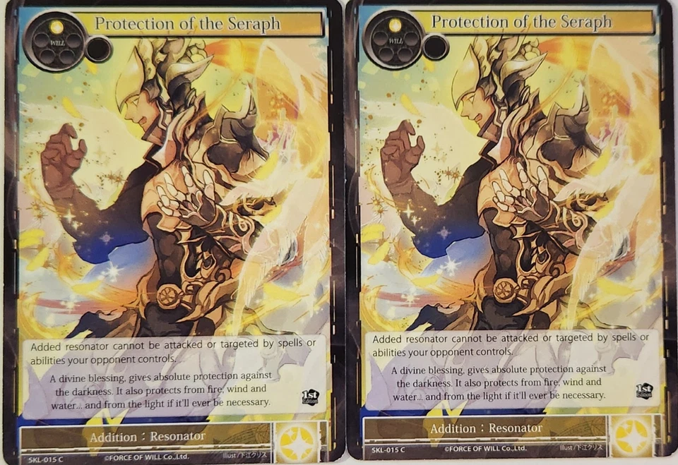 Force of Will - Protection of the Seraph (x2) - 1st EDITION - SKL-015 - Image 1 of 1