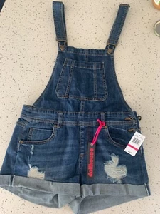 Dollhouse Womens Blue Cotton Blend Denim Distressed Short Overall Size 7 - Picture 1 of 1