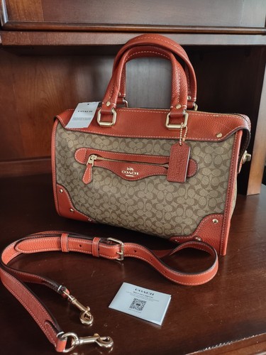 COACH Borsa a tracolla Millie Nuova con etichette Colorblock Firma Tela Cachi Terracotta CE637