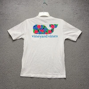 Vineyard Vines Shirt Boys Medium White Floral Whale Pullover Crewneck Pocket - Picture 1 of 10