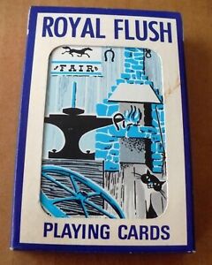 VINTAGE ROYAL FLUSH AARCO PLAYING CARDS DECK COUNTRY CABIN CAT ANVIL FIREPLACE