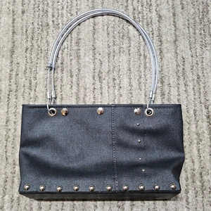Hardware by Renee Dark Gray vinyl purse, cable wire handles, hard/solid bottom - Picture 1 of 9