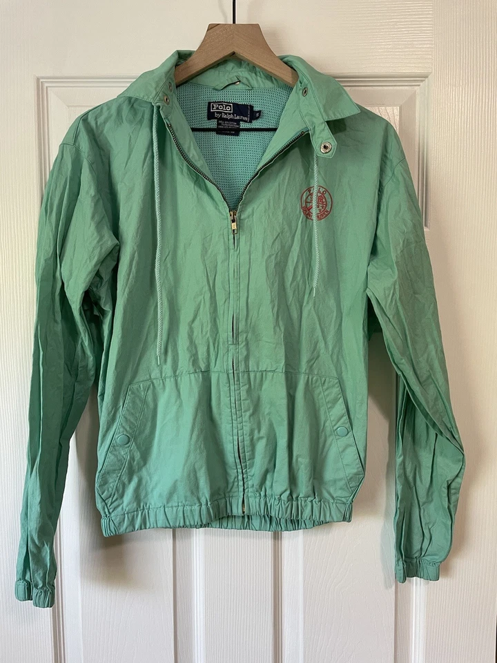 Cortavientos Polo Ralph Lauren Vintage Cremallera Completa Con Capucha Verde Con Logo Pequeño Foto 1 de 4