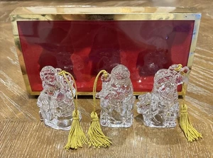Gorham Crystal Santa Ornaments Germany Gold Tassel Hangers Set Of 3 - Picture 1 of 17