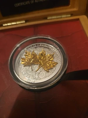 2014年3D金叶系列枫叶1盎司银币 — 第 1/4 张图片