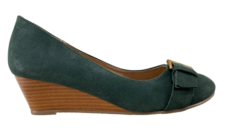 Женские туфли Journee на танкетке без шнурков зеленые искусственная кожа размер 8 - Изображение 1 из 4
