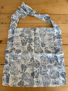Free People Cream Linen Blue Paisley Hobo Shoulder Bag Shopping Tote 15" x 15" - Picture 1 of 6