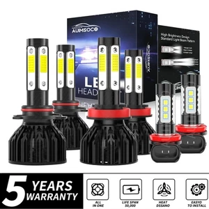 For Dodge RAM 1500 2500 3500 2022 2023 2024 LED Headlight Fog Light Bulbs Kit - Picture 1 of 22