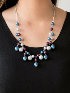 Paparazzi Necklace - Soon To Be Mrs. - Multi (Blue, Purple & Silver) - Picture 1 of 7