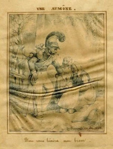 Antique Pencil Drawing 19th century Figures, Alms, Military 1832 - Picture 1 of 8