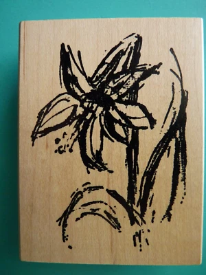 Sketched Single Lily Blossom, Large ART IMPRESSIONS Rubber Stamp - Image 1 of 2