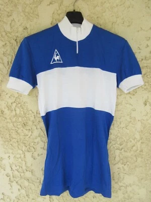 Maillot cycliste LE COQ SPORTIF vintage années 80 bleu blanc cycling shirt M/L - Photo 1/4