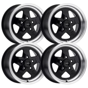 (Set-4) Vision 521H Nitro 15x4 5x114.3 -19mm Black machined Wheels 15 inch - Picture 1 of 1