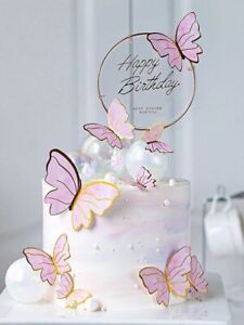 10Pcs Butterfly Cake Decorative Top Birthday Party Decorative Supplies
