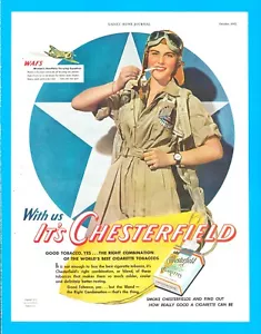 1943 Women at War WAFS Chesterfield PRINT AD military WWII planes pilots - Picture 1 of 3