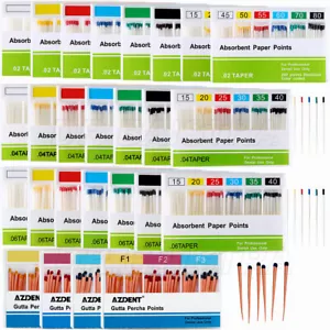 AZDENT Dental Gutta Percha Points &Absorbent Paper Points Taper Coded Endodontic - Picture 1 of 38