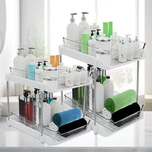 2 Pack of 2 Tier Under Sink Storage Organizer for Bathroom kitchen sink organ... - Picture 1 of 8