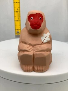 Japanese Clay Bell Ceramic Dorei Asian Antiques monkey Kasuga 1.5x2.1x2.7inch - Picture 1 of 12