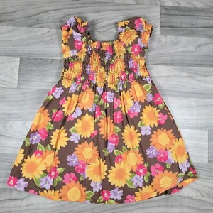 Gymboree Floral Dress Girls Size 4 Sundress Sunflower Smocked Bodice Cap Sleeve - Picture 1 of 8