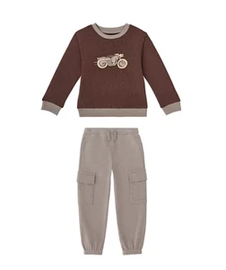 NWT Member's Mark Boys 2-Piece Playwear Set Brown Motorcycle 5T - Picture 1 of 1