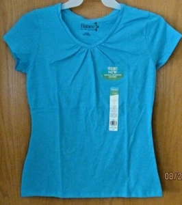 Blue Gathered V-Neck Short Sleeve top~Women's Size MEDIUM (8-10)~New w/tags - Picture 1 of 1