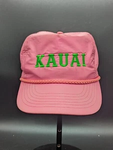 Vintage 1980er Jahre Kauai Hawaii Tourist neonrosa Fallschirm Polyester Druckknopflasche Retro - Bild 1 von 7